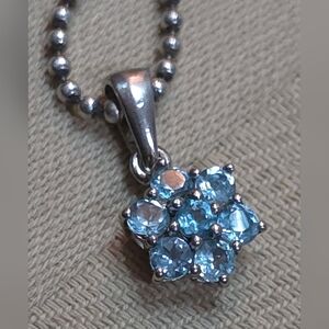 GENUINE BLUE TOPAZ MINIMALIST PENDANT WITH 925 18 IN CHAIN